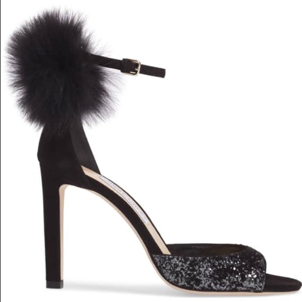 Jimmy Choo Suri Genuine Fox Fur Sandal Women 5.5 - Picture 3 of 8